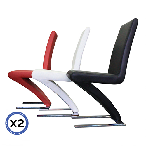 2x Stainless Steel Z Bonded Dining Chairs In Multiple Colour